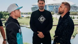 Canelo y Saunders tuvieron un fuerte cruce.