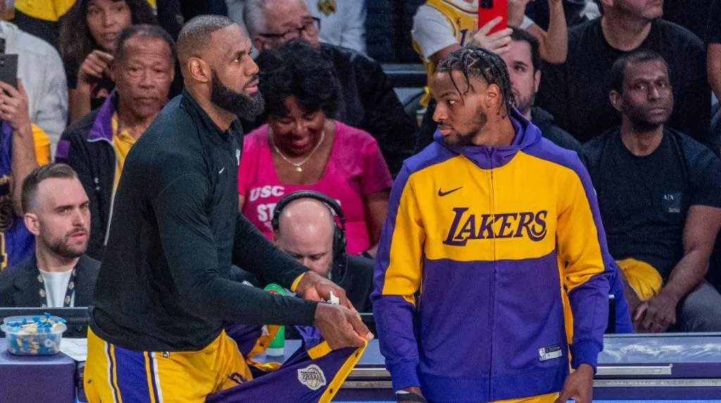 LeBron y Bronny James en Lakers vs. Timberwolves. (Foto: Imago)