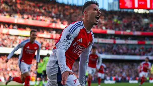 Gabriel Martinelli festeja su gol en la victoria del Arsenal ante Southampton.