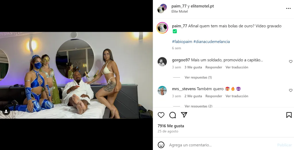 El posteo de Fábio Paim junto a la actriz portuguesa Diana Melancia (Foto: @Paim_77)