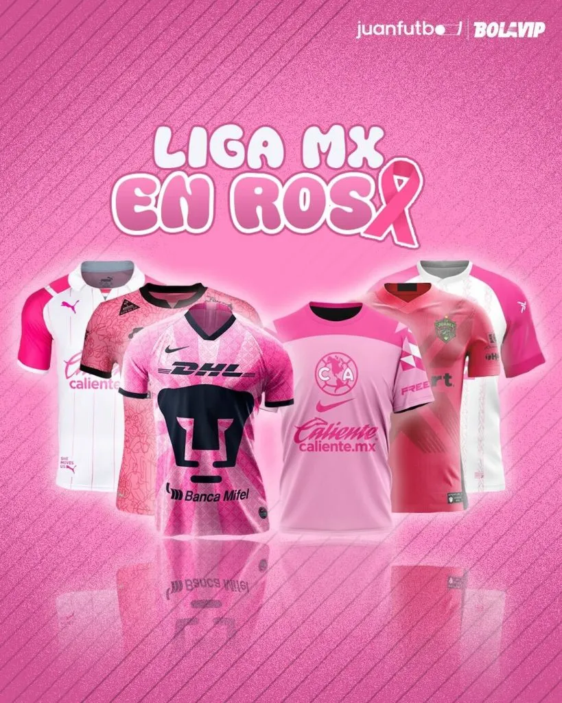 Las playeras rosas de los equipos de la Liga MX.