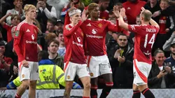 Los jugadores de Manchester United, a puro festejo.