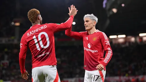 Rashford y Garnacho festejan un gol de Manchester United.