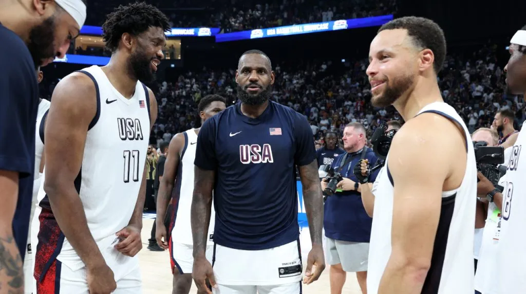 Joel Embiid, LeBron James y Stephen Curry. (Foto: Getty Images)