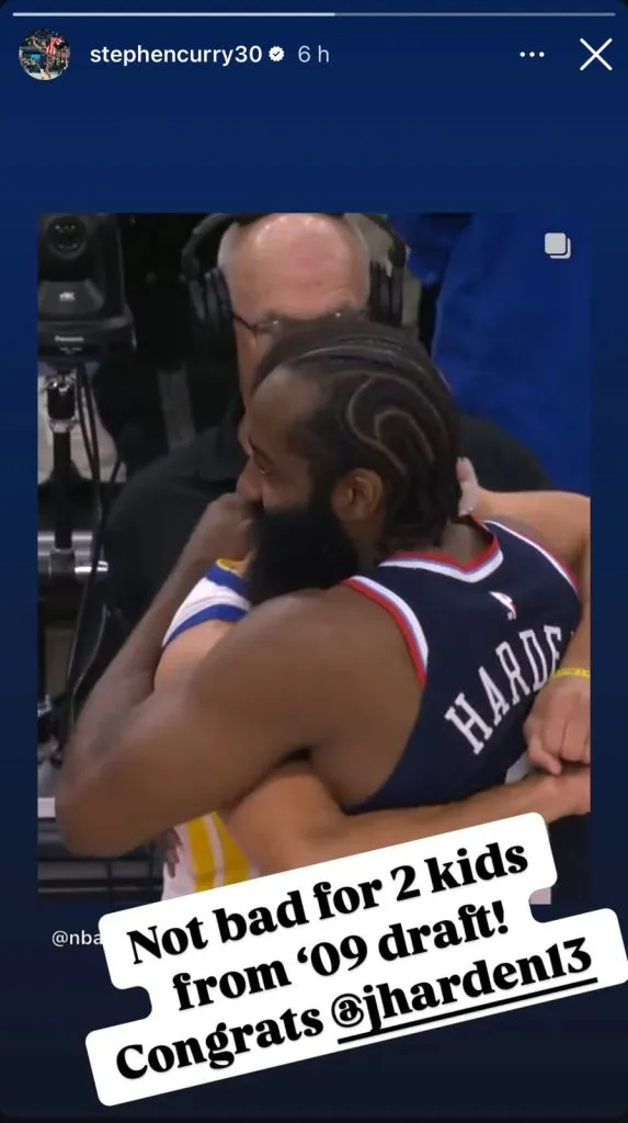 Mensaje de Curry a Harden. (Foto: Instagram / @stephencurry30)
