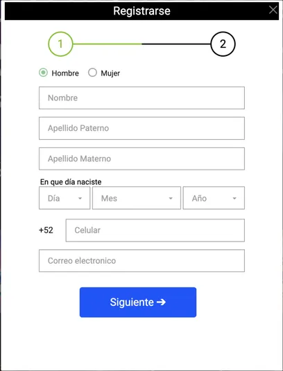 Pantalla mostrando el registro en Codere