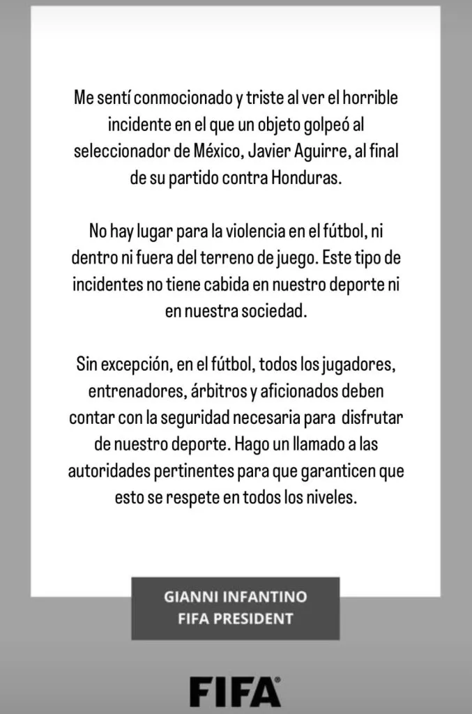 La publicación de Gianni Infantino. (Instagram)