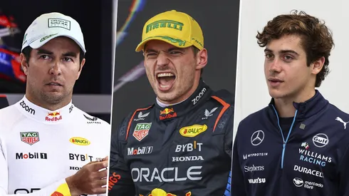 Checo Pérez, Max Verstappen y Franco Colapinto, grandes pilotos de la Fórmula 1. (Imago)