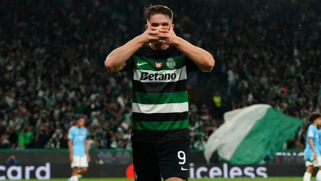 El festejo clásico del goleador del Sporting [Foto: Getty]