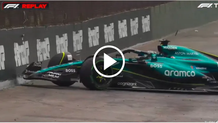 Lance Stroll chocó en la vuelta de formación del GP de Brasil