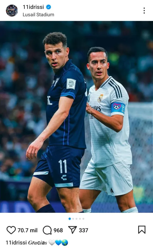 La publicación de Oussama Idrissi en Instagram. (Captura de Instagram)