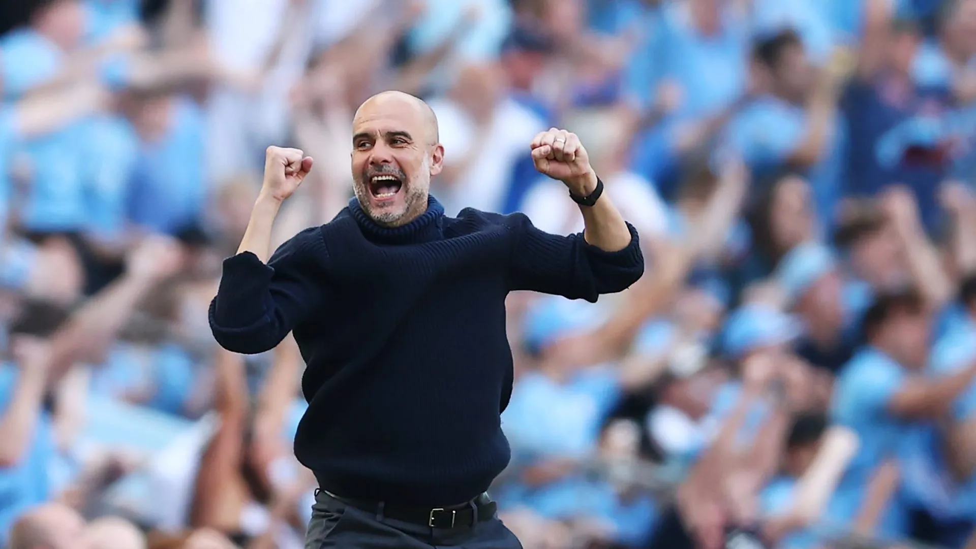 Desahogo para Pep Guardiola en su partido N° 500 en el City (Photo by Naomi Baker/Getty Images)