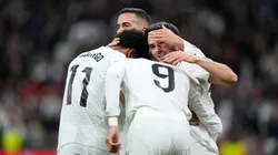 Los jugadores de Real Madrid festejan en la victoria por 4-2 del Merengue sobre el Sevilla por LaLiga.