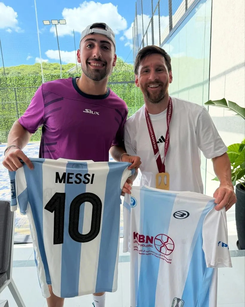 Leo Messi recibió en su casa de Rosario a Alex Chozas, campeón del World Padle Championship
