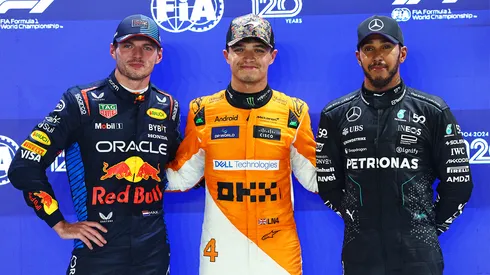 Verstappen, Lando Norris y Lewis Hamilton en el podio de la F1