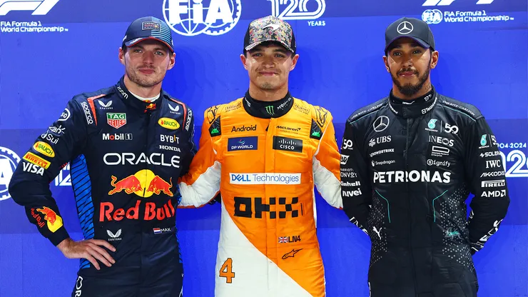 Verstappen, Lando Norris y Lewis Hamilton en el podio de la F1