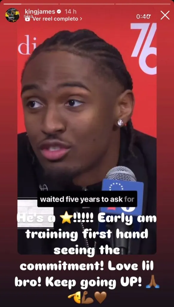 Mensaje de LeBron para Maxey. (Foto: Instagram / @kingjames)