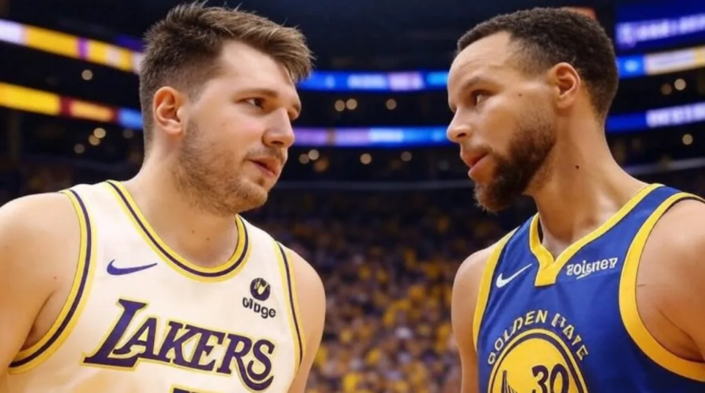 Luka Doncic y Stephen Curry. (Foto: Imagen generada por Grok IA)