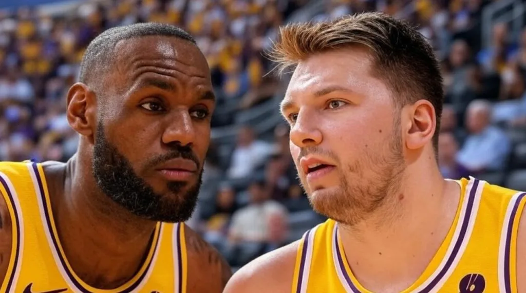 LeBron James y Luka Doncic. (Foto: Imagen generada por Grok IA)