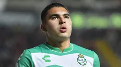 Aguascalientes, Aguascalientes a 12 de Abril de 2024. Stephano Carrillo, durante el partido correspondiente a la jornada 15 del torneo Clausura 2024 de la Liga BBVA MX, entre los rayos del Necaxa y los Guerreros de Santos Laguna, realizado en el estadio Victoria. Foto: Imago7/ Ramón Balandrán