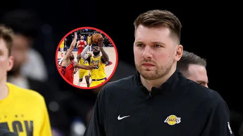 Jugada de LeBron James y Luka Doncic.
