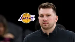 Logo de Los Angeles Lakers y Luka Doncic.