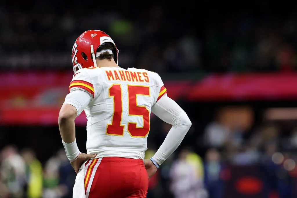 Patrick Mahomes, cabizbajo, en el Super Bowl LIX (GETTY IMAGES)
