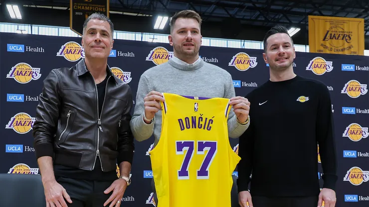 Luka Doncic, en su presentación con Los Angeles Lakers