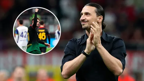 Zlatan Ibrahimovic, a los pies de Santiago Giménez.