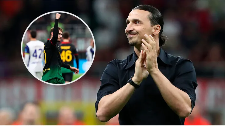 Zlatan Ibrahimovic, a los pies de Santiago Giménez.