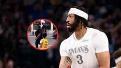 Anthony Davis con un fan de Lakers.