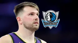Luka Doncic y el logo de Dallas Mavericks.