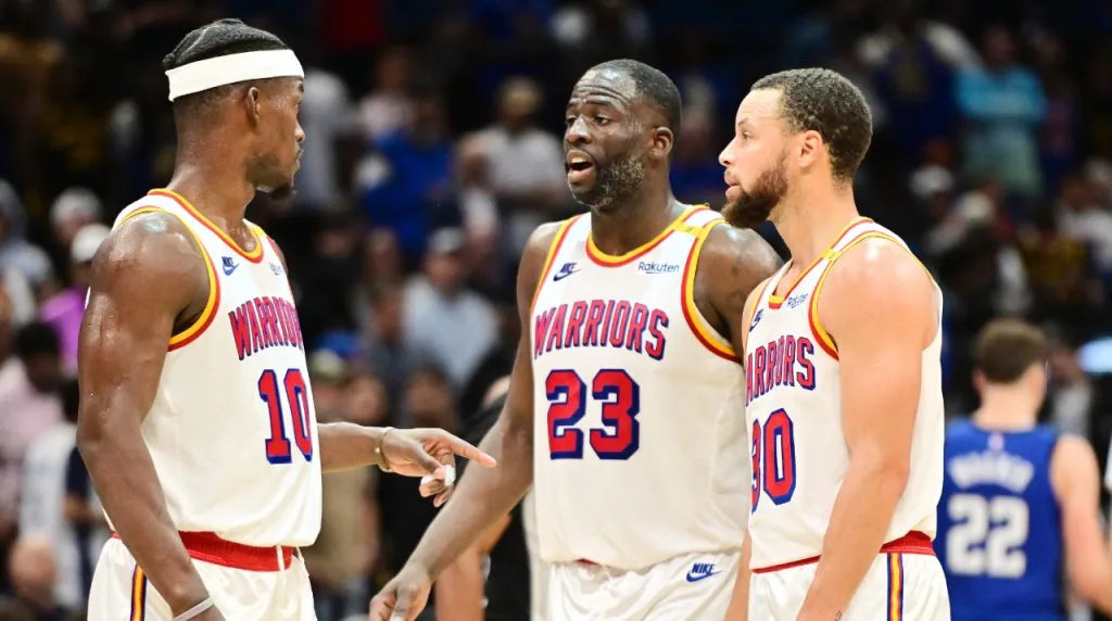 Jimmy Butler, Draymond Green y Stephen Curry. (Foto: Getty Images)