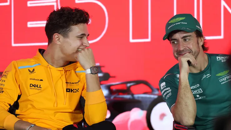Lando Norris y Fernando Alonso en rueda de prensa de F1
