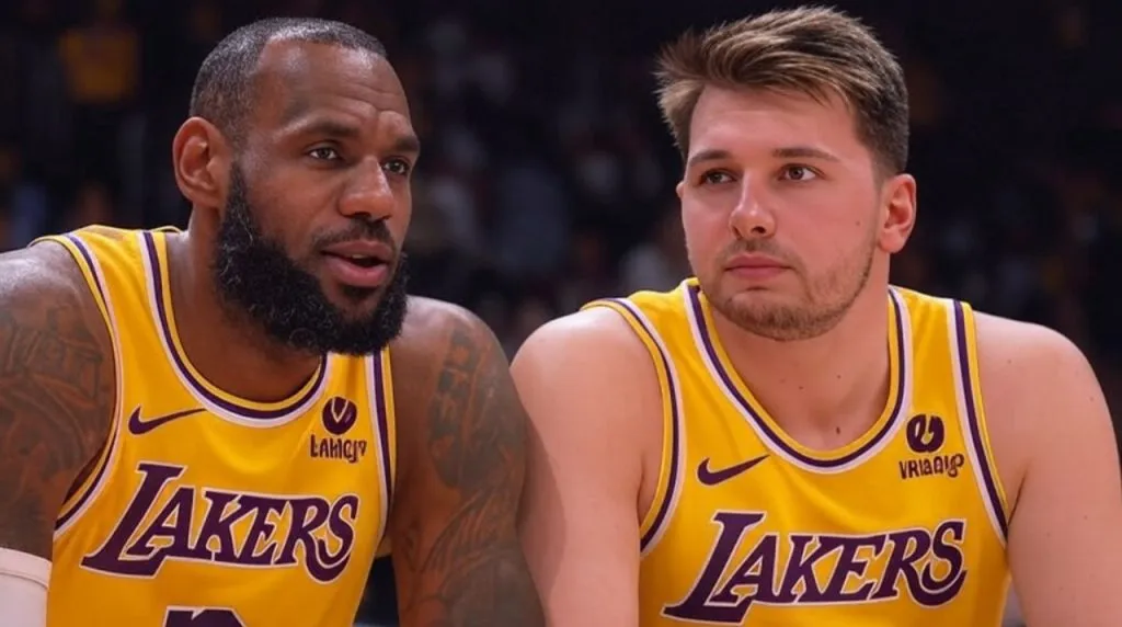 LeBron James y Luka Doncic. (Foto: Imagen generada por Grok IA)