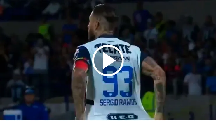 Sergio Ramos convierte su segundo gol en Rayados.