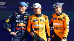 Max Verstappen, Lando Norris y Oscar Piastri después de la Clasificación