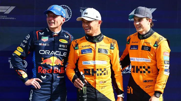 Max Verstappen, Lando Norris y Oscar Piastri después de la Clasificación