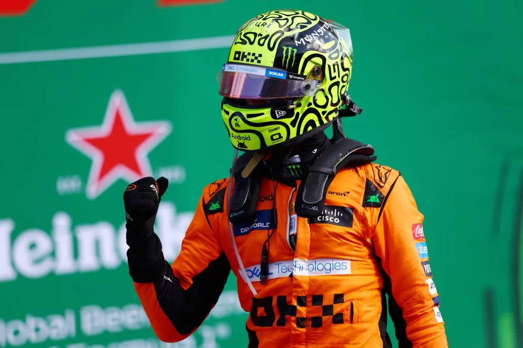 Lando Norris celebra después de una carrera en la F1 (GETTY IMAGES)