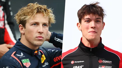 Liam Lawson y Oliver Bearman largan desde el pit lane