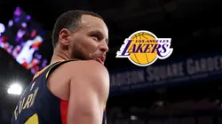 Stephen Curry y el logo de Lakers.