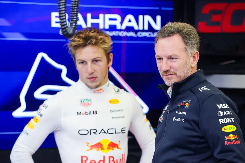 Christian Horner y Liam Lawson (Getty Images)