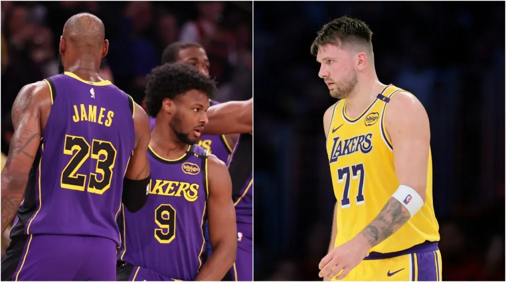 LeBron, Bronny James y Luka Doncic. (Foto: Getty Images)