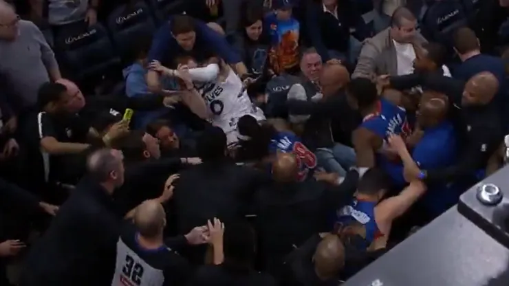 Jugadores de la NBA se trenzaron en pleno partido en una batalla campal