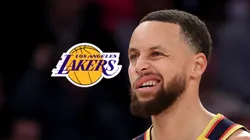 El logo de Lakers y Stephen Curry.