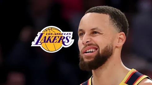 El logo de Lakers y Stephen Curry.