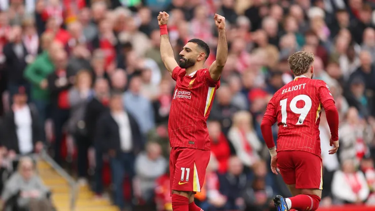 Salah festeja un gol de Liverpool.