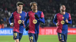 Lamine Yamal festeja su gol en la goleada por 5-1 de Barcelona frente a Real Betis por la Copa del Rey.