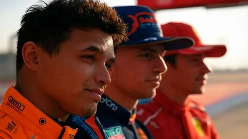 Lando Norris, Max Verstappen y Charles Leclerc en Bahréin