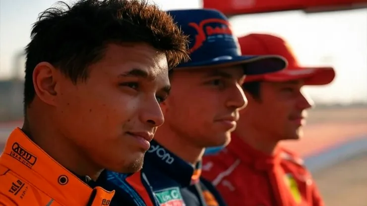 Lando Norris, Max Verstappen y Charles Leclerc en Bahréin
